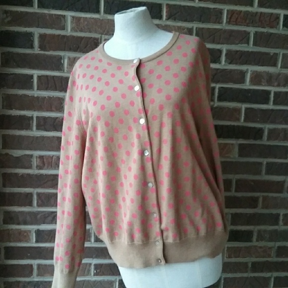 Landś End Polka Dot Supima Cotton Cardigan - Picture 1 of 6